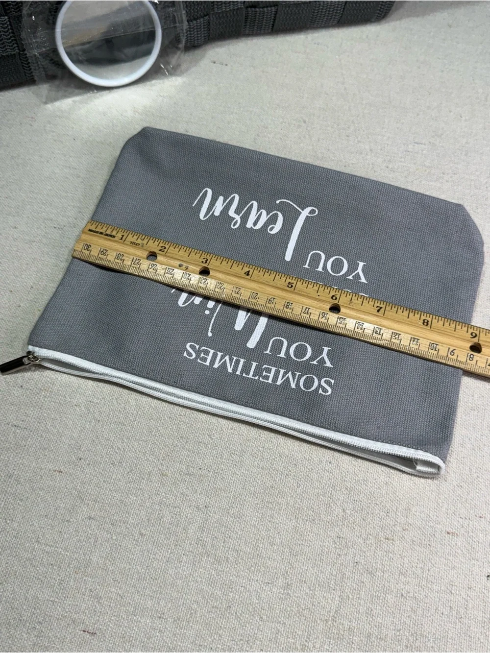Gray 'Sometimes You Win Sometimes You Learn' Makeup Pouch and Compact Mirror Set
